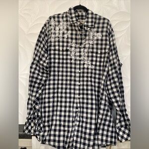 "Rare Vintage" Brand Western Rodeo  Men's 2XL Black White Shirt